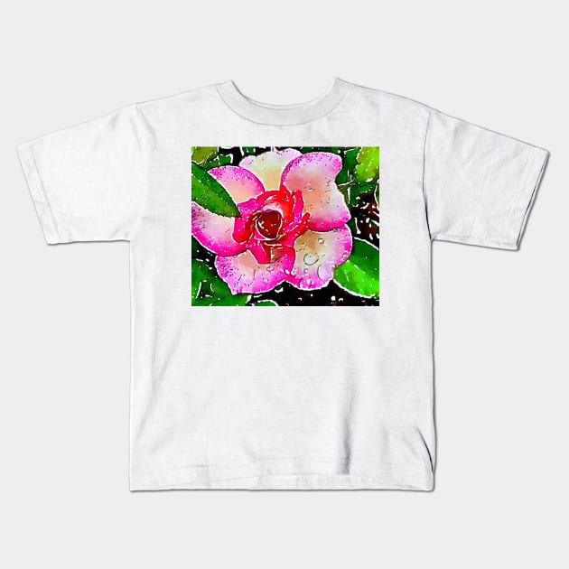 Little garden rose with dew drops Kids T-Shirt by Dillyzip1202
